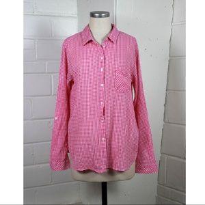 C&C California pink gingham button up shirt